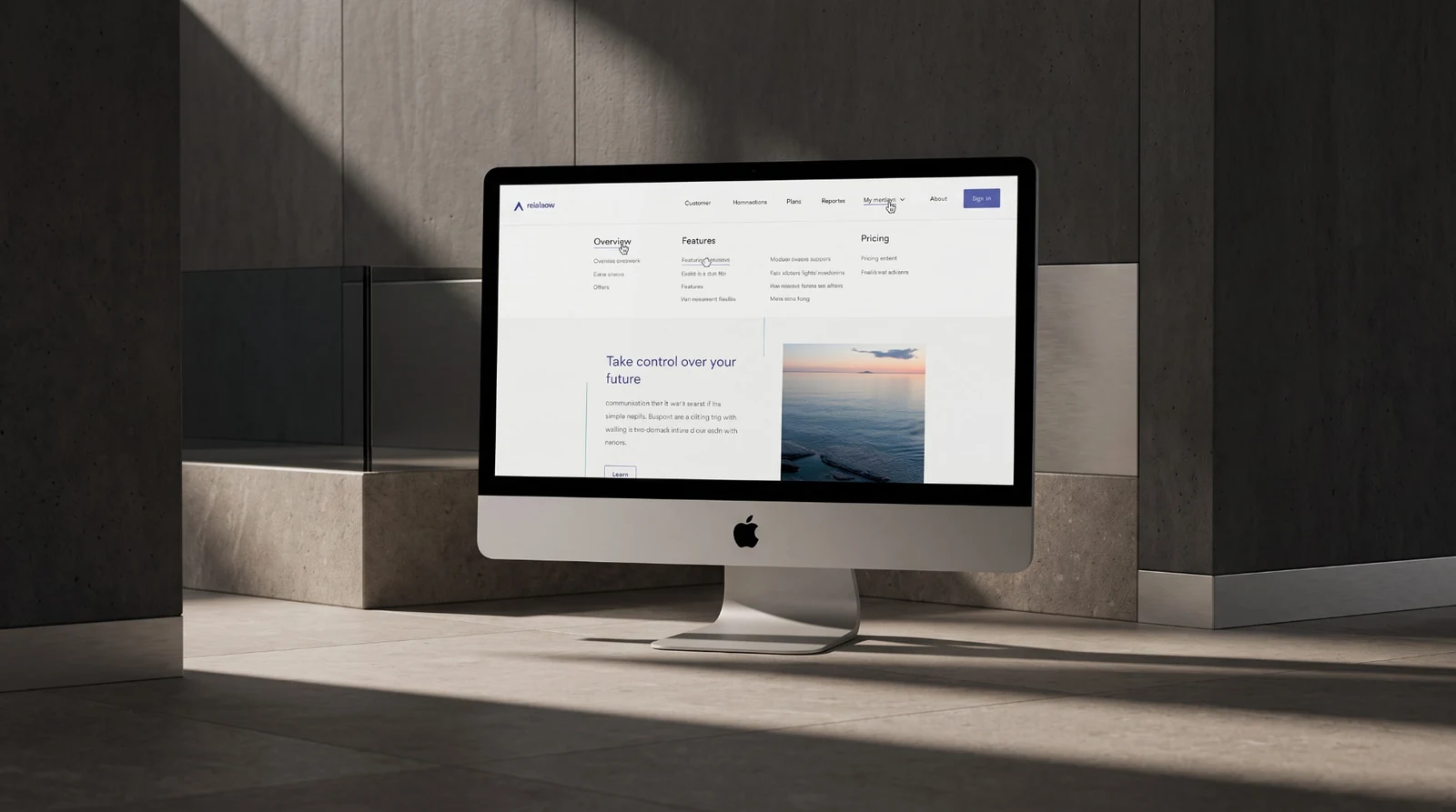 Advinans web experience shown on a desktop screen
