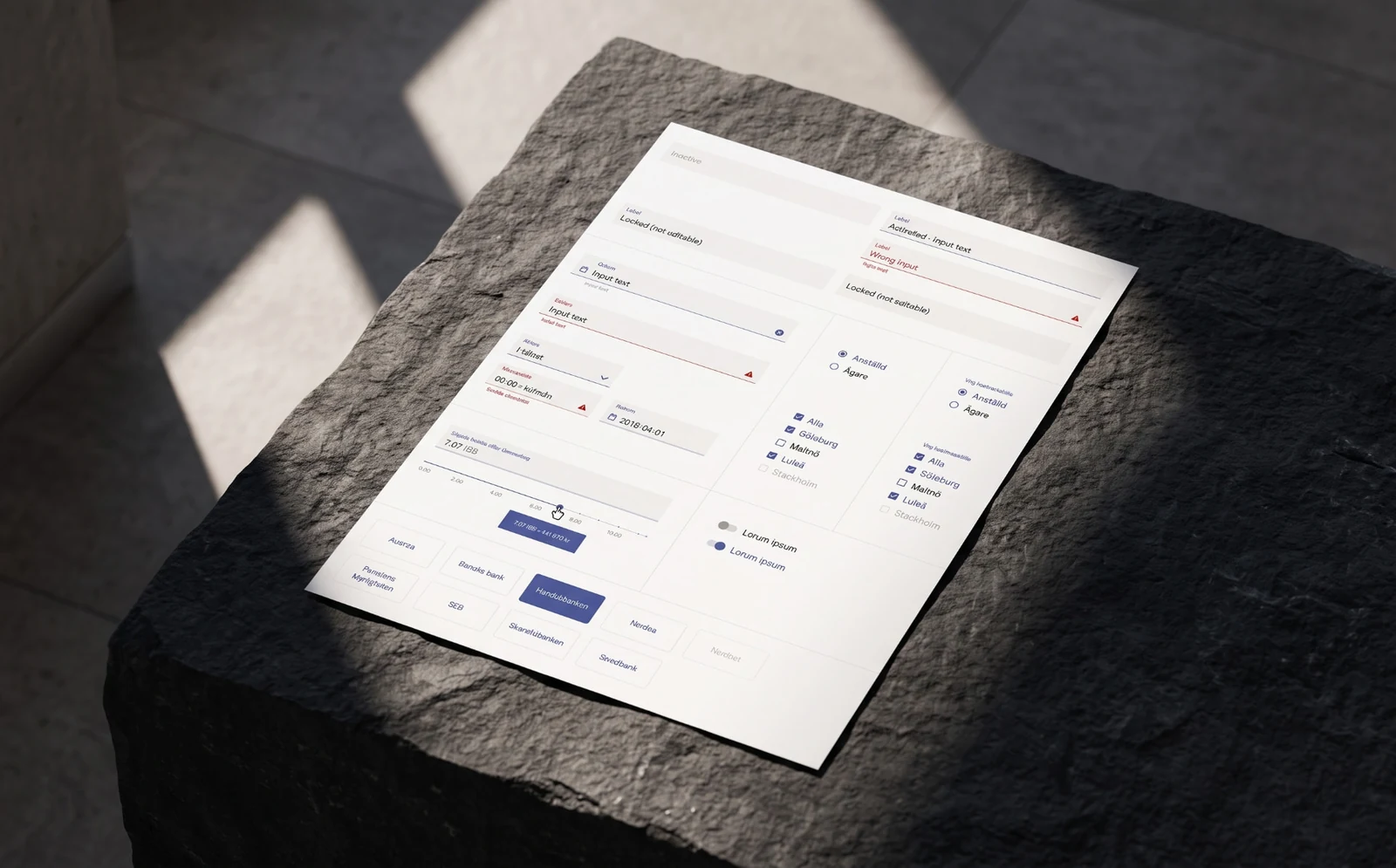 Advinans design system components and form states